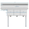 51 in. Three Compartment Stainless Steel Commercial Sink with Drainboard, Bowl Size 12"x 16"x 10