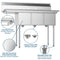 51 in. Three Compartment Stainless Steel Commercial Sink with Drainboard, Bowl Size 12"x 16"x 10