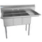 51 in. Three Compartment Stainless Steel Commercial Sink with Drainboard, Bowl Size 12"x 16"x 10