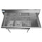 51 in. Three Compartment Stainless Steel Commercial Sink with Drainboard, Bowl Size 12"x 16"x 10