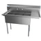 51 in. Three Compartment Stainless Steel Commercial Sink with Drainboard, Bowl Size 12"x 16"x 10