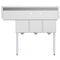 51 in. Three Compartment Stainless Steel Commercial Sink with Drainboard, Bowl Size 12"x 16"x 10