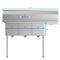 51 in. Three Compartment Stainless Steel Commercial Sink with Drainboard, Bowl Size 12"x 16"x 10