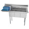 55 in. Three Compartment Stainless Steel Commercial Sink with Drainboard, Bowl Size 12"x 16"x 10