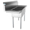 55 in. Three Compartment Stainless Steel Commercial Sink with Drainboard, Bowl Size 12"x 16"x 10