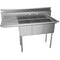 55 in. Three Compartment Stainless Steel Commercial Sink with Drainboard, Bowl Size 12"x 16"x 10