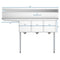 55 in. Three Compartment Stainless Steel Commercial Sink with Drainboard, Bowl Size 12"x 16"x 10