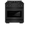 30 In. 4.2 Cu. Ft. Paramount Dual Fuel Range With 4 Burner Gas Cooktop And Electric Convection Oven In Black Stainless Steel