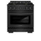 30 In. 4.2 Cu. Ft. Paramount Dual Fuel Range With Gas Cooktop And Electric Convection Oven In Black Stainless Steel With 4 Brass Burners