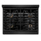 30 In. 4.2 Cu. Ft. Paramount Dual Fuel Range With Gas Cooktop And Electric Convection Oven In Black Stainless Steel With 4 Brass Burners