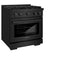 30 In. 4.2 Cu. Ft. Paramount Dual Fuel Range With Gas Cooktop And Electric Convection Oven In Black Stainless Steel With 4 Brass Burners