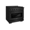 36 In. 5.2 Cu. Ft. Paramount Dual Fuel Range With Gas Cooktop And Electric Convection Oven In Black Stainless Steel With 6 Brass Burners