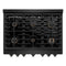 36 In. 5.2 Cu. Ft. Paramount Dual Fuel Range With Gas Cooktop And Electric Convection Oven In Black Stainless Steel With 6 Brass Burners