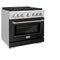 36 In. 5.2 Cu. Ft. Paramount Dual Fuel Range With 6 Burner Gas Cooktop And Electric Convection Oven In Stainless Steel With Black Matte Door
