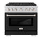 36 In. 5.2 Cu. Ft. Paramount Dual Fuel Range With 6 Burner Gas Cooktop And Electric Convection Oven In Stainless Steel With Black Matte Door