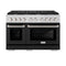 48 In. 6.7 Cu. Ft. Paramount Double Oven Dual Fuel Range With 8 Burner Gas Cooktop In Stainless Steel With Black Matte Doors