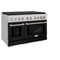 48 In. 6.7 Cu. Ft. Paramount Double Oven Dual Fuel Range With 8 Burner Gas Cooktop In Stainless Steel With Black Matte Doors
