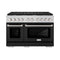 48 In. 6.7 Cu. Ft. Paramount Double Oven Dual Fuel Range With 8 Burner Gas Cooktop In Stainless Steel With Black Matte Doors