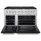 48 In. 6.7 Cu. Ft. Paramount Double Oven Dual Fuel Range With 8 Burner Gas Cooktop In Stainless Steel With Black Matte Doors