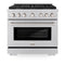 36 In. 5.2 Cu. Ft. Paramount Dual Fuel Range With Gas Cooktop And Electric Convection Oven In Stainless Steel With 6 Brass Burners