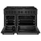 48 In. 6.7 Cu. Ft. Paramount Double Oven Dual Fuel Range With 8 Burner Gas Cooktop In Black Satin Stainless Steel