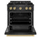 Autograph Edition 30 In. 4.2 Cu. Ft. Paramount Dual Fuel Range With 4 Burner Gas Cooktop And Electric Convection Oven In Black Satin Stainless Steel With Champagne Bronze Accents