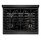 Designer Collection 30 In. 4.2 Cu. Ft. Paramount Dual Fuel Range With 4 Burner Gas Cooktop And Electric Convection Oven In Black Satin Stainless Steel With Matte Black And Champagne Bronze Accents