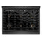 Autograph Edition 36 In. 5.2 Cu. Ft. Paramount Dual Fuel Range With 6 Burner Gas Cooktop And Electric Convection Oven In Black Satin Stainless Steel With Champagne Bronze Accents