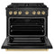 Autograph Edition 36 In. 5.2 Cu. Ft. Paramount Dual Fuel Range With 6 Burner Gas Cooktop And Electric Convection Oven In Black Satin Stainless Steel With Champagne Bronze Accents