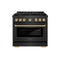 Autograph Edition 36 In. 5.2 Cu. Ft. Paramount Dual Fuel Range With 6 Burner Gas Cooktop And Electric Convection Oven In Black Satin Stainless Steel With Polished Gold Accents