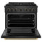 Designer Collection 36 In. 5.2 Cu. Ft. Paramount Dual Fuel Range With 6 Burner Gas Cooktop And Electric Convection Oven In Black Satin Stainless Steel With Matte Black And Champagne Bronze Accents