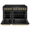 Autograph Edition 48 In. 6.7 Cu. Ft. Paramount Double Oven Dual Fuel Range With 8 Burner Gas Cooktop In Black Satin Stainless Steel And Champagne Bronze Accents
