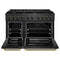 Designer Collection 48 In. 6.7 Cu. Ft. Paramount Double Oven Dual Fuel Range With 8 Burner Gas Cooktop In Black Satin Stainless Steel With Matte Black And Champagne Bronze Accents
