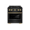 Autograph Edition 30 In. 4.2 Cu. Ft. Paramount Dual Fuel Range With 4 Burner Gas Cooktop And Electric Convection Oven In Black Stainless Steel With Champagne Bronze Accents