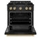 Autograph Edition 30 In. 4.2 Cu. Ft. Paramount Dual Fuel Range With 4 Burner Gas Cooktop And Electric Convection Oven In Black Stainless Steel With Champagne Bronze Accents