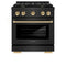 Autograph Edition 30 In. 4.2 Cu. Ft. Paramount Dual Fuel Range With 4 Burner Gas Cooktop And Electric Convection Oven In Black Stainless Steel With Polished Gold Accents