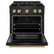 Autograph Edition 30 In. 4.2 Cu. Ft. Paramount Dual Fuel Range With 4 Burner Gas Cooktop And Electric Convection Oven In Black Stainless Steel With Polished Gold Accents