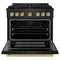Autograph Edition 36 In. 5.2 Cu. Ft. Paramount Dual Fuel Range With 6 Burner Gas Cooktop And Electric Convection Oven In Black Stainless Steel With Champagne Bronze Accents
