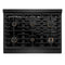 Autograph Edition 36 In. 5.2 Cu. Ft. Paramount Dual Fuel Range With 6 Burner Gas Cooktop And Electric Convection Oven In Black Stainless Steel With Champagne Bronze Accents