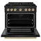 Autograph Edition 36 In. 5.2 Cu. Ft. Paramount Dual Fuel Range With 6 Burner Gas Cooktop And Electric Convection Oven In Black Stainless Steel With Champagne Bronze Accents