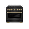 Autograph Edition 36 In. 5.2 Cu. Ft. Paramount Dual Fuel Range With 6 Burner Gas Cooktop And Electric Convection Oven In Black Stainless Steel With Polished Gold Accents