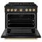 Autograph Edition 36 In. 5.2 Cu. Ft. Paramount Dual Fuel Range With 6 Burner Gas Cooktop And Electric Convection Oven In Black Stainless Steel With Polished Gold Accents