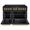 Autograph Edition 48 In. 6.7 Cu. Ft. Paramount Double Oven Dual Fuel Range With 8 Burner Gas Cooktop In Black Stainless Steel And Champagne Bronze Helix Handles And Knob Accents