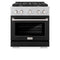30 In. 4.2 Cu. Ft. Paramount Dual Fuel Range With 4 Burner Gas Cooktop And Electric Convection Oven In Satin Stainless Steel With Black Matte Door