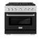 36 In. 5.2 Cu. Ft. Paramount Dual Fuel Range With 6 Burner Gas Cooktop And Electric Convection Oven In Satin Stainless Steel With Black Matte Door