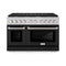 48 In. 6.7 Cu. Ft. Paramount Double Oven Dual Fuel Range With 8 Burner Gas Cooktop In Satin Stainless Steel With Black Matte Doors