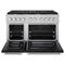 48 In. 6.7 Cu. Ft. Paramount Double Oven Dual Fuel Range With 8 Burner Gas Cooktop In Satin Stainless Steel With Black Matte Doors