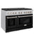 48 In. 6.7 Cu. Ft. Paramount Double Oven Dual Fuel Range With 8 Burner Gas Cooktop In Satin Stainless Steel With Black Matte Doors