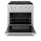 30 In. 4.2 Cu. Ft. Paramount Dual Fuel Range With Gas Cooktop And Electric Convection Oven In Satin Stainless Steel With 4 Brass Burners