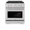 30 In. 4.2 Cu. Ft. Paramount Dual Fuel Range With Gas Cooktop And Electric Convection Oven In Satin Stainless Steel With 4 Brass Burners